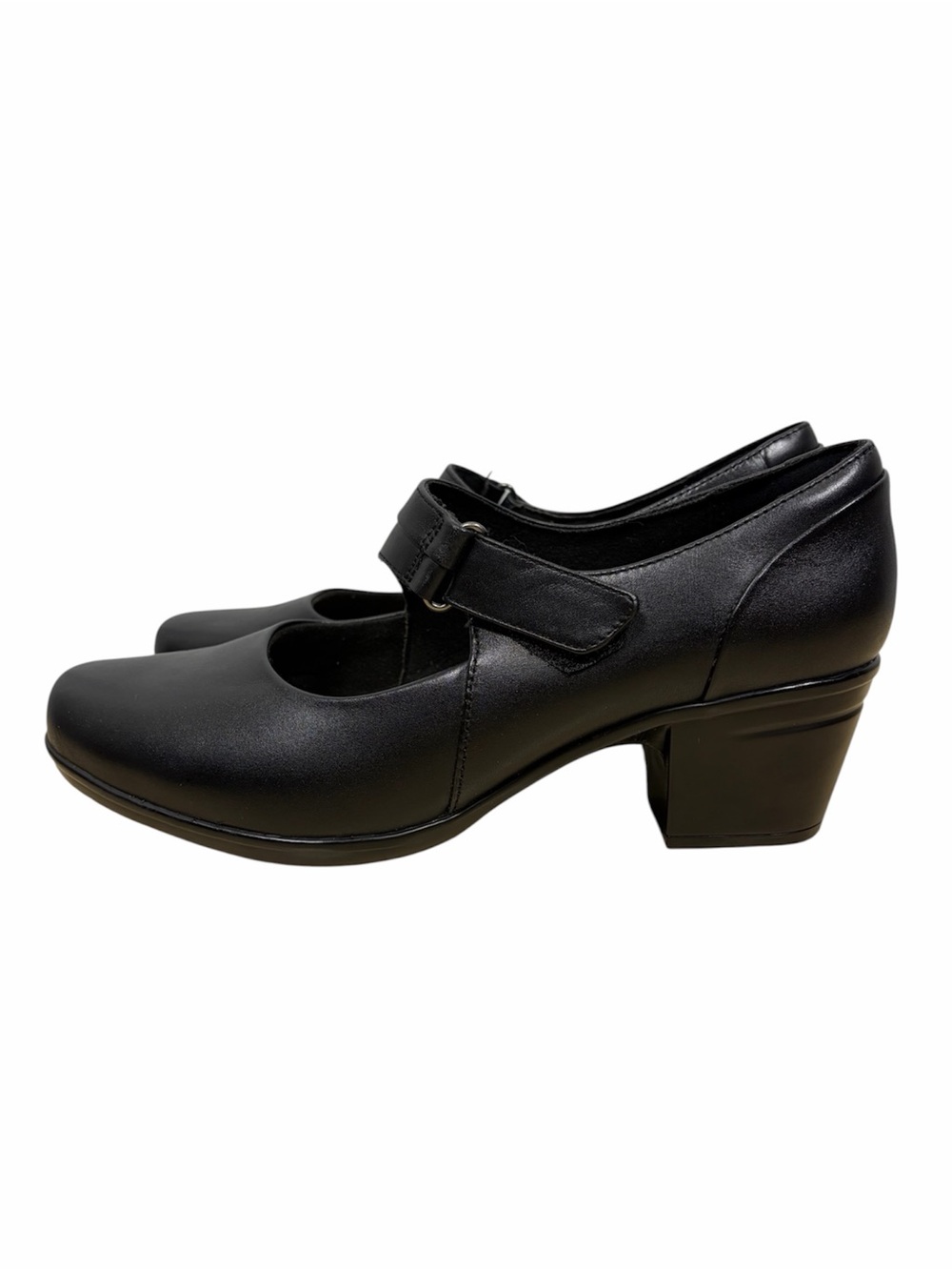 Clarks Emslie Lulin Black Leather Mary Jane Block Heels 11 Wide